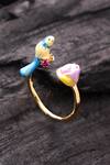 Shop_Brashbug_Multi Color Stone Hand Painted Bird-floral Ring_at_Aza_Fashions