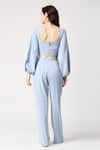 Shop_Emblaze_Sky Blue Lace Sweetheart Neck Bishop Sleeve Corset And Pant Set _at_Aza_Fashions