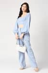 Shop_Emblaze_Sky Blue Lace Sweetheart Neck Bishop Sleeve Corset And Pant Set _Online_at_Aza_Fashions