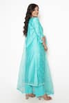 Shop_Kameez_Blue Chanderi, Cotton, Organza Embroidery, Lace Keyhole Neck Thread Kurta Set _at_Aza_Fashions