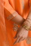 Buy_Kameez_Orange Kurta Chanderi Embroidery Gota Round Work Salwar Set _Online_at_Aza_Fashions