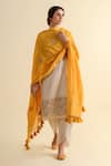 Buy_Kameez_Ivory Kurta And Dupatta Chanderi Embroidery Gota Patti Round Border Set _Online_at_Aza_Fashions