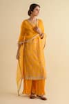 Buy_Kameez_Yellow Kurta Chanderi Embroidery Gota Patti Round Palazzo Set _at_Aza_Fashions