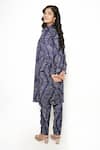 Kameez_Blue Modal Slub Printed Abstract Notched Collar Coat And Pant Set _Online_at_Aza_Fashions