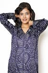 Buy_Kameez_Blue Modal Slub Printed Abstract Notched Collar Coat And Pant Set _Online_at_Aza_Fashions