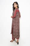 Buy_Kameez_Brown Summer Silk Printed Floral Boat Neck Kurta And Pant Set _Online_at_Aza_Fashions