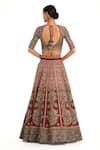 Shop_Rocky Star_Red Brocade Woven Floral Sweetheart Neck Paisley Bridal Lehenga Set _at_Aza_Fashions