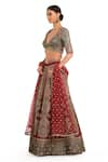 Rocky Star_Red Brocade Woven Floral Sweetheart Neck Paisley Bridal Lehenga Set _Online_at_Aza_Fashions