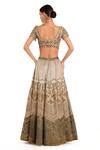 Shop_Rocky Star_Beige Raw Silk Embroidery Sequin Jewel Colorblock Bridal Lehenga Set _at_Aza_Fashions