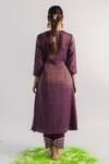 Shop_Tussah By Siddhi Shah_Purple Kurta  Tissue Hand Embroidered Sequins V A-line And Salwar Set  _at_Aza_Fashions