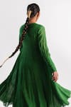 Shop_Tussah By Siddhi Shah_Green Anarkali  Slub Silk Hand Embroidered Beads Yoke With Inner  _at_Aza_Fashions