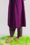 Tussah By Siddhi Shah_Purple Kurta  Tissue Hand Embroidered Beads Neck A-line And Pant Set  _Online_at_Aza_Fashions