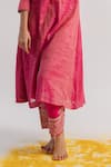 Buy_Tussah By Siddhi Shah_Pink Kurta  Tissue Hand Embroidered Beads Round A-line And Salwar Set  _Online_at_Aza_Fashions