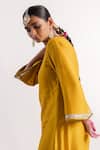 Shop_Tussah By Siddhi Shah_Yellow Slub Silk Hand Embroidered Sequins Sleeve Hem Kurta And Pant Set  _Online_at_Aza_Fashions