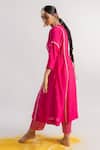 Tussah By Siddhi Shah_Pink Kurta  Slub Silk Hand Embroidered Sequins Line And Pant Set  _at_Aza_Fashions