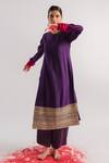 Shop_Tussah By Siddhi Shah_Purple Kurta  Slub Silk Hand Embroidered Sequins Hem And Pant Set  _at_Aza_Fashions