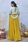Shop_Tussah By Siddhi Shah_Yellow Lehenga  Spun Silk Hand Embroidered Beads Round Blouse Set  _at_Aza_Fashions