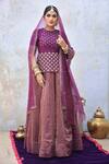 Buy_Tussah By Siddhi Shah_Purple Lehenga  Chanderi Hand Embroidered Zari High Neck Blouse Set  _at_Aza_Fashions