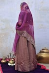 Shop_Tussah By Siddhi Shah_Purple Lehenga  Chanderi Hand Embroidered Zari High Neck Blouse Set  _at_Aza_Fashions