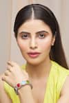 Buy_Zevar By Geeta_Gold Plated Diamonds, Stones Geometric Bangle _at_Aza_Fashions