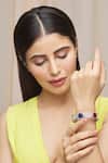 Shop_Zevar By Geeta_Gold Plated Diamonds, Stones Geometric Bangle _Online_at_Aza_Fashions
