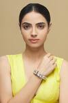 Shop_Zevar by Geeta_White 22kt Gold Plated Polki Studded Kada - Single Pc _Online_at_Aza_Fashions