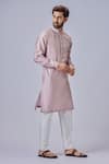 Shop_Chatenya Mittal_Cream Kurta  Silk Embroidered And Pyjama Pant Set_at_Aza_Fashions