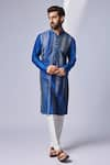 Buy_Chatenya Mittal_Blue Cotton Silk Zig-zag Kurta And Pyjama Pant Set _Online_at_Aza_Fashions