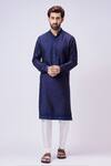 Buy_Chatenya Mittal_Blue Cotton Silk Embroidered Aari Kurta Set_at_Aza_Fashions