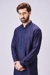 Buy_Chatenya Mittal_Blue Cotton Silk Embroidered Aari Kurta Set_Online_at_Aza_Fashions