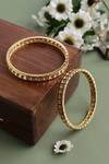 Shop_Curio Cottage_Gold Plated Kundan Embellished Bangle - Set Of 2_at_Aza_Fashions