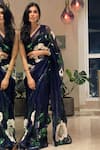 Buy_Atelier Shikaarbagh_Blue Saree - Silk Organza Embroidery Sequin Floral _Online_at_Aza_Fashions