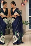 Buy_Atelier Shikaarbagh_Blue Saree - Silk Organza Embroidery Sequin Floral 