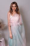 Buy_Nayantaara_Peach Saree Organza Hand Embroidered Mirror Florescence Bordered With Blouse _Online_at_Aza_Fashions