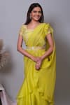 Shop_Nayantaara_Yellow Satin Organza Hand Midsummer Ruffle Saree With Blouse _Online_at_Aza_Fashions
