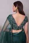 Shop_Nayantaara_Green Organza, Silk Cut Work, Sequins, Beads Bottle Hand Embroidered Saree Set _at_Aza_Fashions