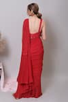 Shop_Nayantaara_Red Georgette, Silk Sequins, Beads Self Love Pre-draped Saree With Blouse _at_Aza_Fashions