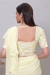 Shop_Nayantaara_Yellow Organza, Georgette Sequins, Twinkle Pre-draped Saree With Blouse _at_Aza_Fashions