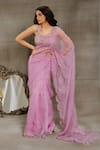 Nayantaara_Purple Saree Organza Silk Hand Embroidered Cut Dana Jasmine Love With Blouse _Online_at_Aza_Fashions