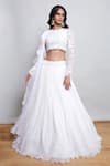 Buy_Nayantaara_Ivory Georgette Hand Embroidered Cut Dana Crew Neck Masakali Lehenga Blouse Set _at_Aza_Fashions