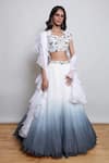 Buy_Nayantaara_Ivory Georgette Hand Embroidered Cut Dana Snowdrop Ombre Pleated Lehenga Set _at_Aza_Fashions