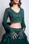 Shop_Nayantaara_Green Georgette Hand Embroidered Cut Dana Heritage Pleated Lehenga Blouse Set _Online_at_Aza_Fashions