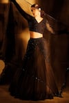 Shop_Nayantaara_Black Swiss Net Hand Embroidered Cut Dana V Goddess Layered Lehenga Blouse Set _at_Aza_Fashions