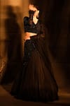 Shop_Nayantaara_Black Swiss Net Hand Embroidered Cut Dana V Goddess Layered Lehenga Blouse Set _Online_at_Aza_Fashions