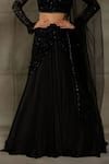 Buy_Nayantaara_Black Swiss Net Hand Embroidered Cut Dana V Goddess Layered Lehenga Blouse Set 