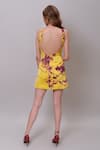 Shop_Nayantaara_Yellow Bamberg Satin Tie Dye Abstract Pattern Square Neck Dress _at_Aza_Fashions