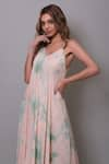 Shop_Nayantaara_Peach Georgette Tie Dyed Abstract Pattern V Neck Sherry Handkerchief Dress _Online_at_Aza_Fashions