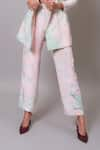 Nayantaara_Peach Crepe Tie Dyed Sequin Work Blazer Notched Lapel Collar Boss Pant Set _at_Aza_Fashions