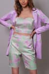 Shop_Nayantaara_Purple Bamberg Satin Tie Dyed Sequin Work Blazer Open Playful Pant Set _Online_at_Aza_Fashions