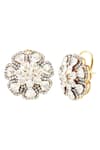 Buy_The Alchemy Studio_Silver Plated Embellished Double Petal Uncut Diamond Flower Earrings _at_Aza_Fashions